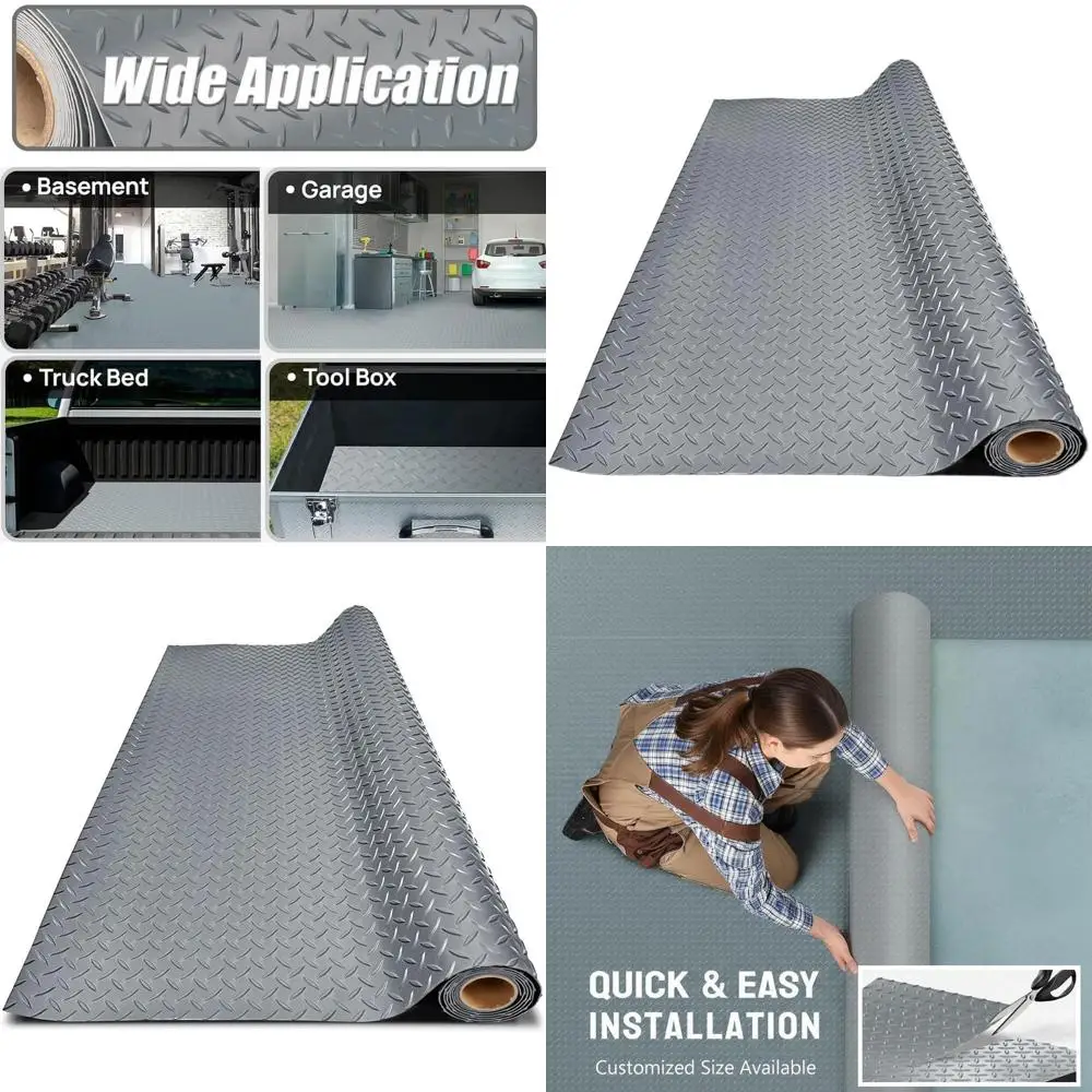 

Утолщенный коврик для пола гаража из ПВХ - сверхпрочный водонепроницаемый противоскользящий защитный коврик для автомобилей, прицепов, внедорожников, подвалов, спортзалов (серый) (1 фут)