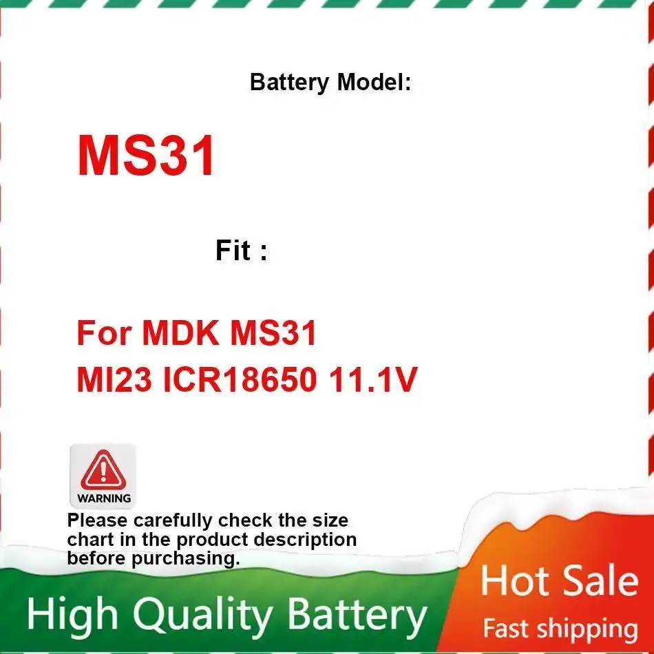

Battery Long Lasting For Mdk MS31 MI23 ICR18650 11.1V 2200Mah High Performance