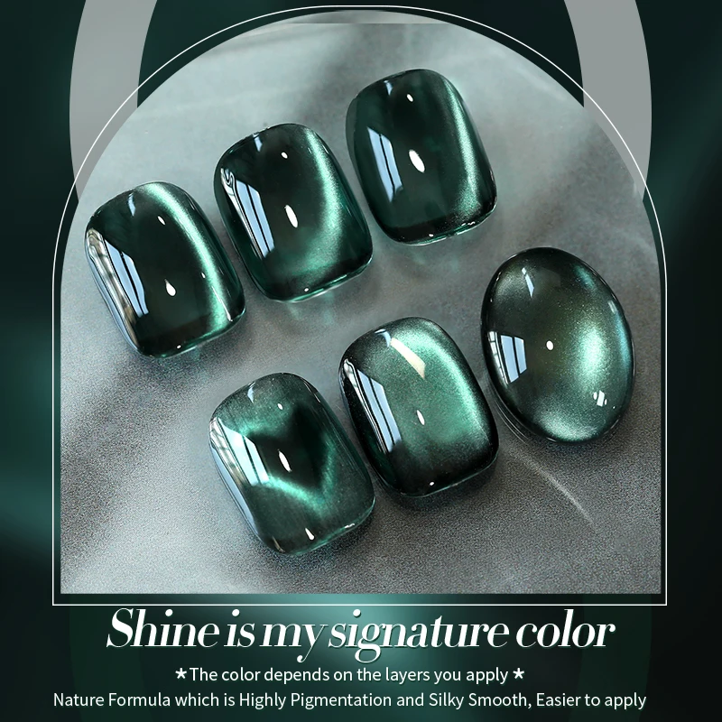 BORN PRETTY Grüner Katzenaugen-Magnet-Nagellack, UV-LED Semi-Permanent Gel-Lack, Langanhaltender Winter-Nagelkunst-Lack für Salon und DIY – Detail 3