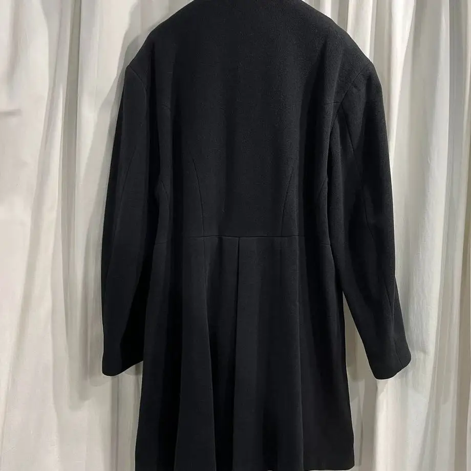 TOP-YAMAMOTO ® Minimalist business style Men's black wool stand-up collar mid-length trench coat
