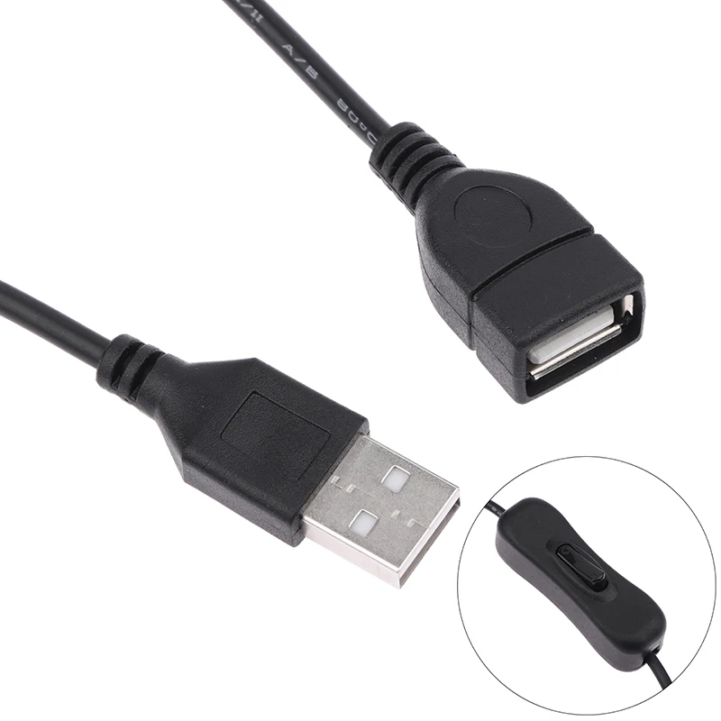 Câble d'extension USB 0.3 avec interrupteur LED pour lampe de bureau, mâle à femelle, marche/arrêt, câble interdit, ligne électrique de nuit, 1.1m, 2.0 m