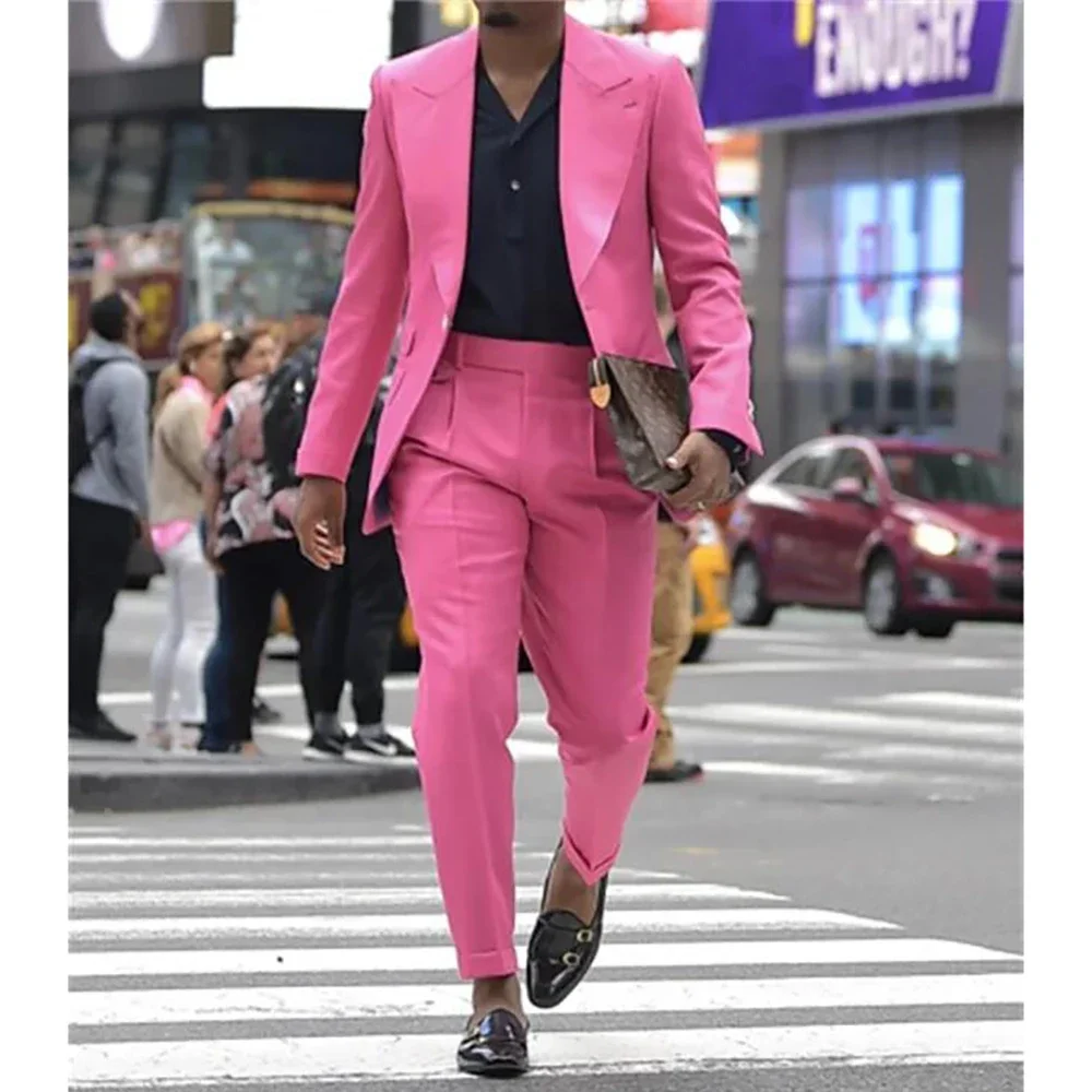 

Hot Pink Wedding Fashion Slim Fit Men Suits Groom Wear for Wedding Party Formal Prom Blazer Two Pieces(Jacket+Pants)