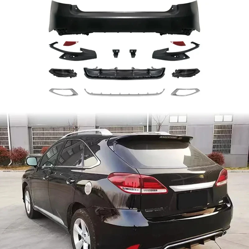 Auto Bumpers  Rear Bumper with Grille Taillight  RX350 2009-2015 Modified to 2019+ Year Rear Style BodyKit
