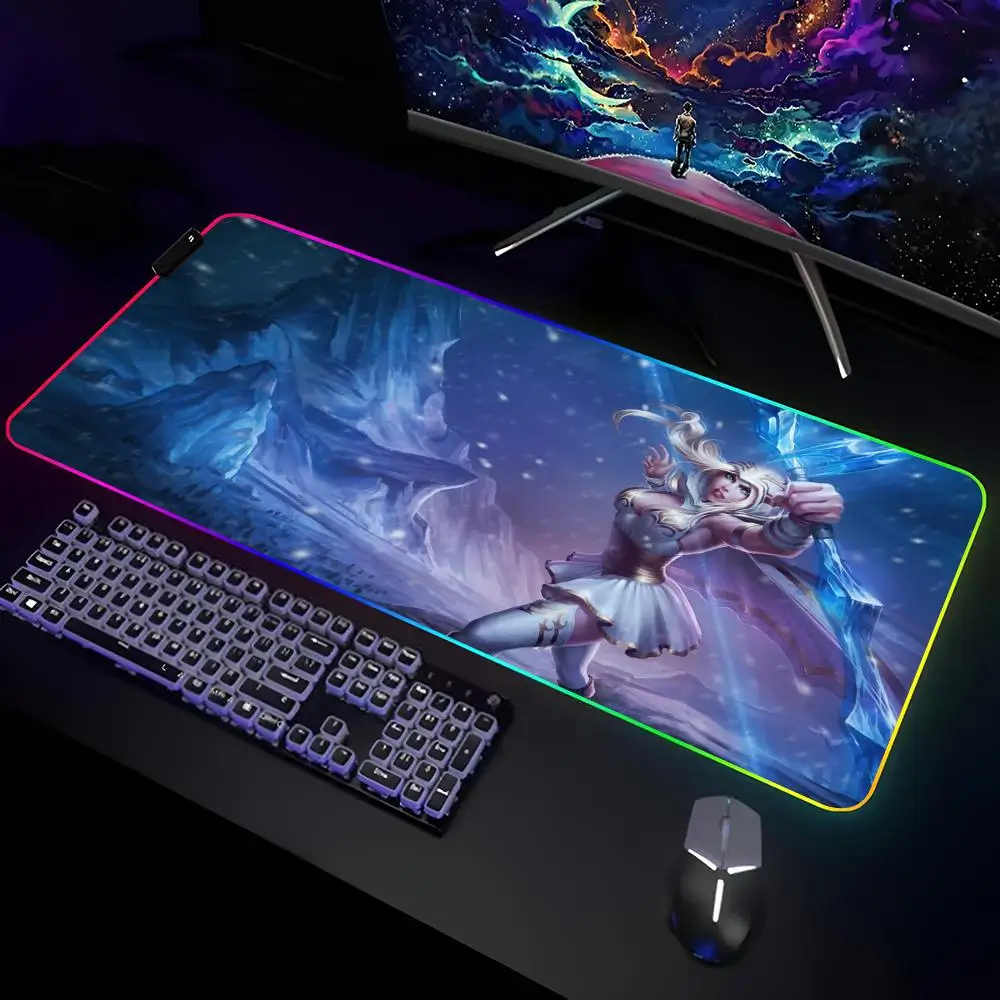 Ashe AurelionSol Azir Mouse Pad Gamer RGB Deskmat Keyboard Mat Gaming Laptops LED Mousepad Desk Protector Anime Mause Mats