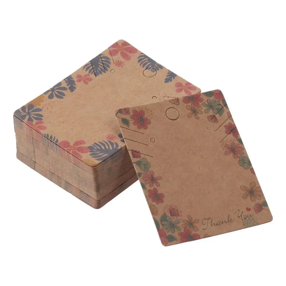 Cartes d'Exposition de Motifs de Fleurs en Papier, Carton Marron, Cartes d'Exposition de Bijoux