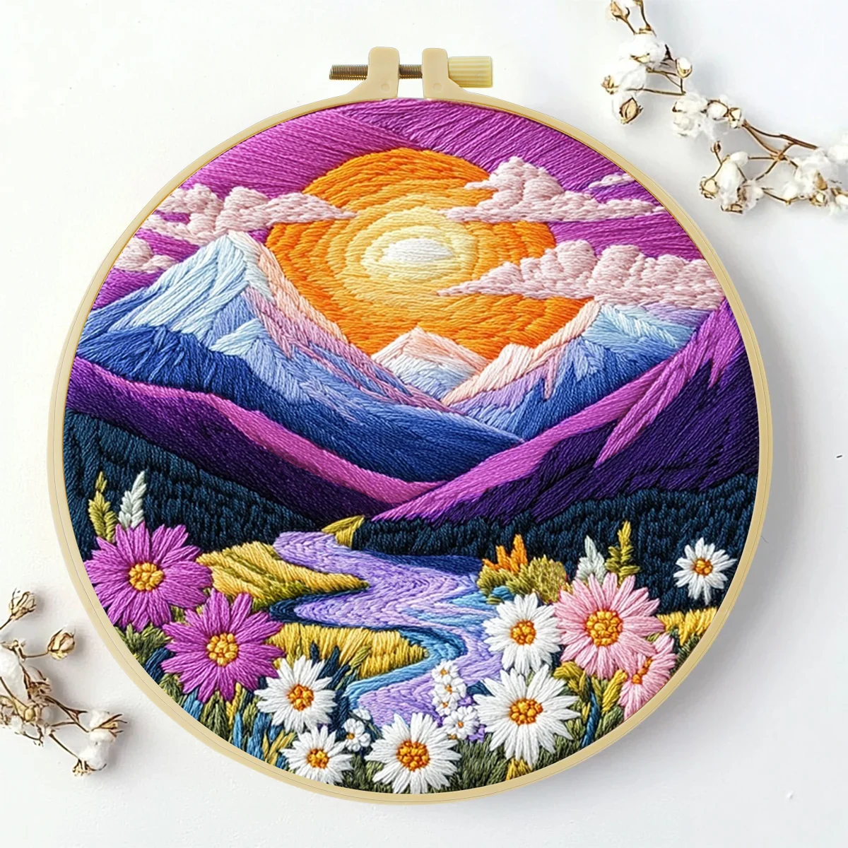 1 Stück 20X20CM/15X15CM 7,87/6,3 Zoll Berg-Stickerei-Starter-Kit DIY-Kit DIY-Stickerei-Set Handarbeits-Set für Anfänger – Detail 2