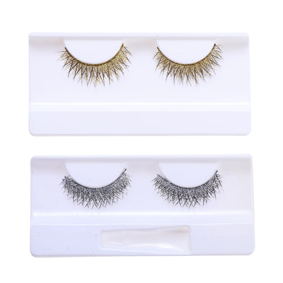 Shiny Exaggerated False Eyelashes Long and Thick Eye Lashes Extension for Women Girls Cosplay Fancy Ball (Silver)