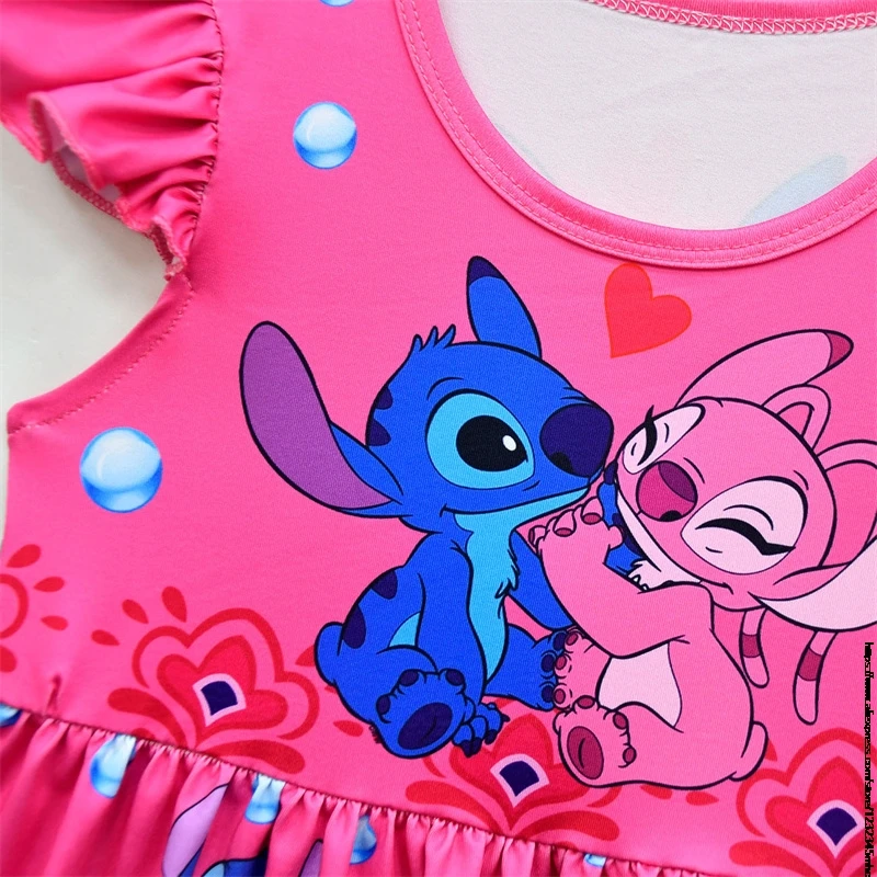 Lilo And Stitch New Summer Girls Dress for Children Princess Girl Clothes Flying Sleeve Ball Gown Carnival Party Dresses Gift