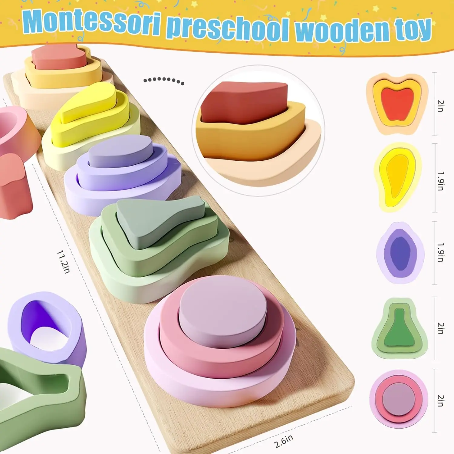Jouets Montessori pour garçons et filles, jouets de tri et d'empilage en bois pour tout-petits, trieur de formes, empileur de couleurs, cadeaux pour enfants d'âge préscolaire