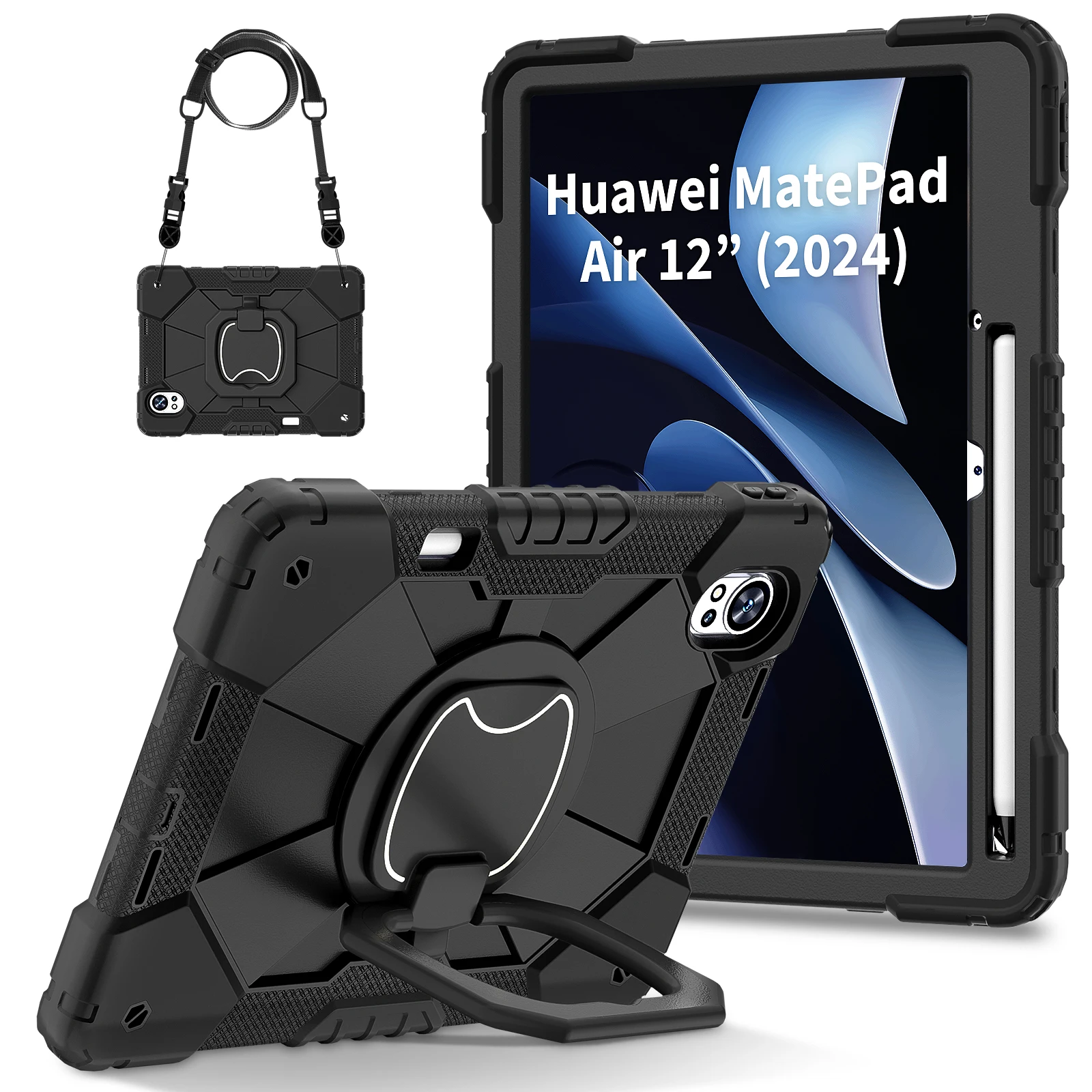 

Heavy Duty Rotating Case for Huawei Matepad Air 12 2024 BKY-W00 Full Protection Tablet Cover Vertical and Horizontal Stand