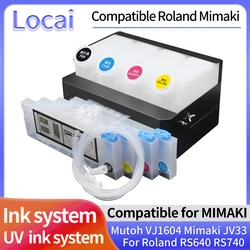 4Colos 1set UV Bulk ink system for Roland RS640/740 Mutoh VJ1604 Mimaki JV33 Eco-solvent Printer CISS ( 4 tanks+4 cartridges )