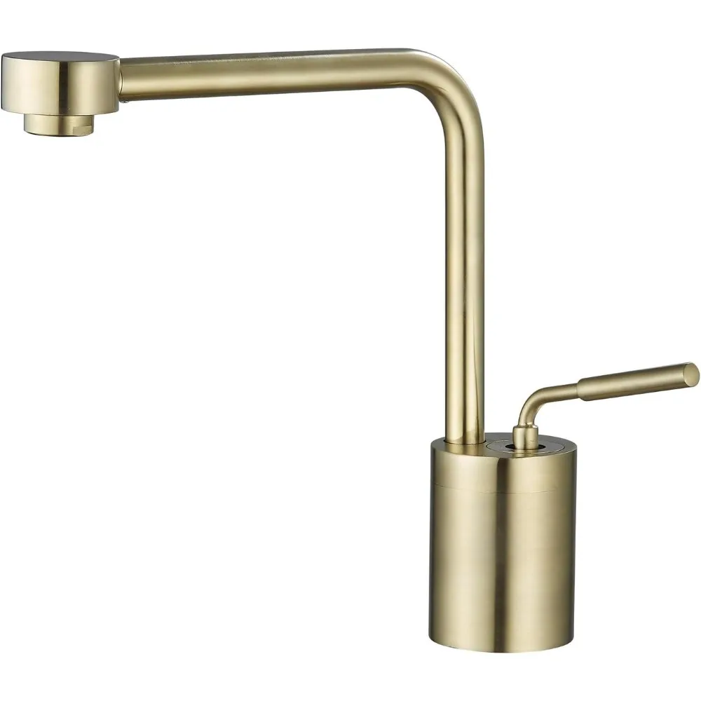 

Brushed Gold 1-Hole Bathroom Sink Faucet, 360° Modern Vanity Basin Faucet with Supply Hoses, Deck Mount