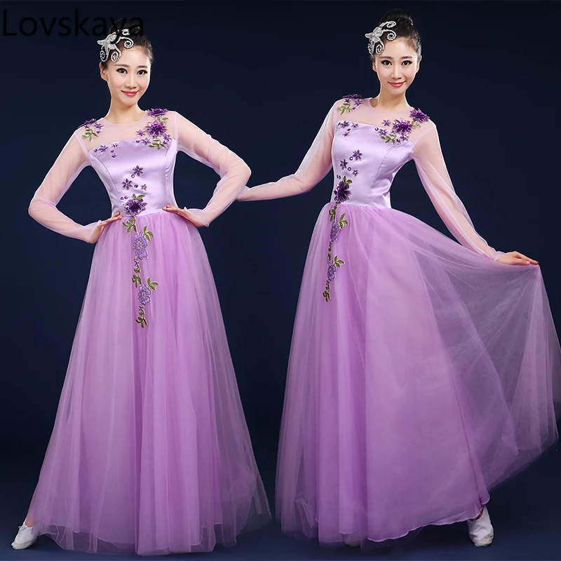 

Opening Song Dance Costume Adult Female Dance Big Swing Skirt New Chorus Dress Gown Costume Long Skirt Modern