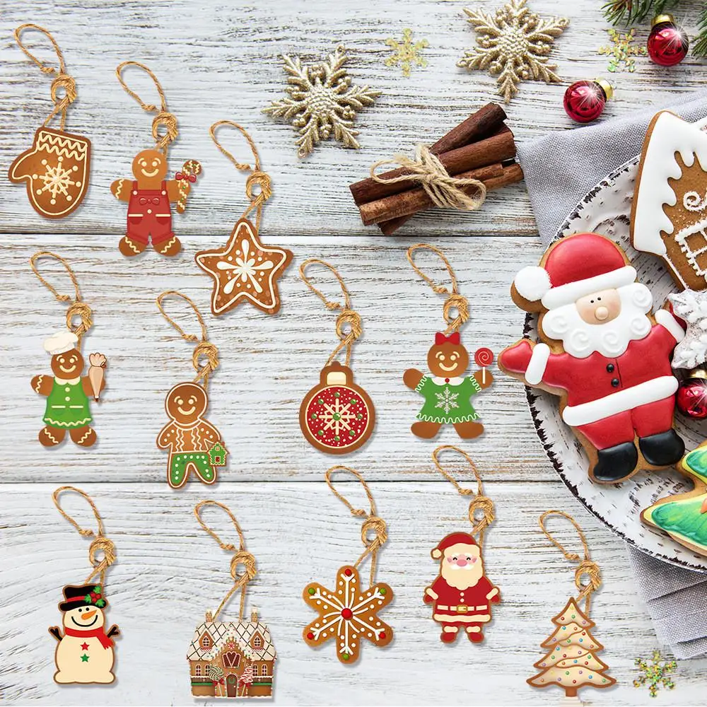 12 قطعة شجرة عيد الميلاد حفلة تزيين مُثبت الزنجبيل رجل ورقة هدية الملحقات #3