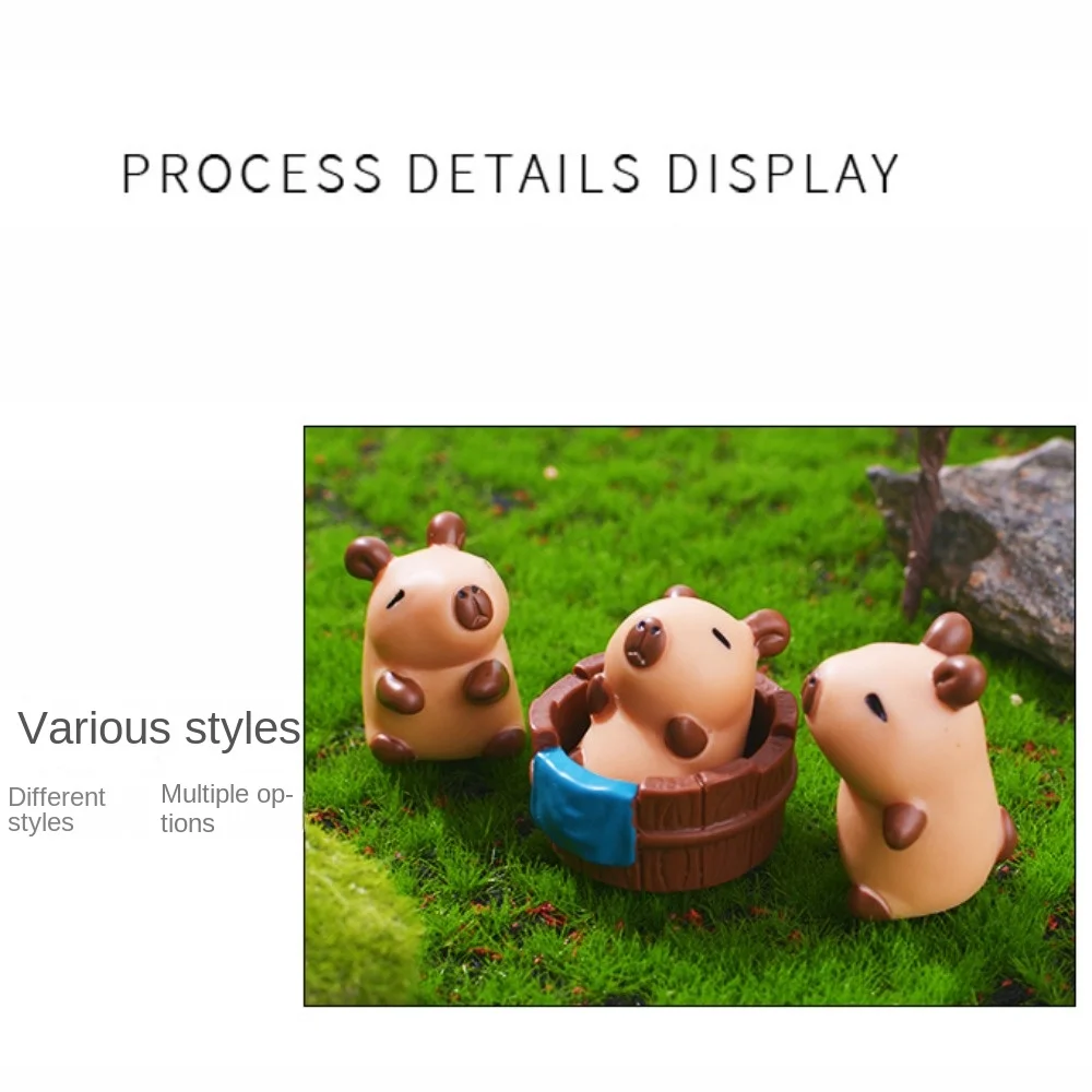 Resin Cartoon Capybara Statue DIY Brown Miniature Capybara Figurines Accessories Bonsai Mini Animals Figurine Party Festival