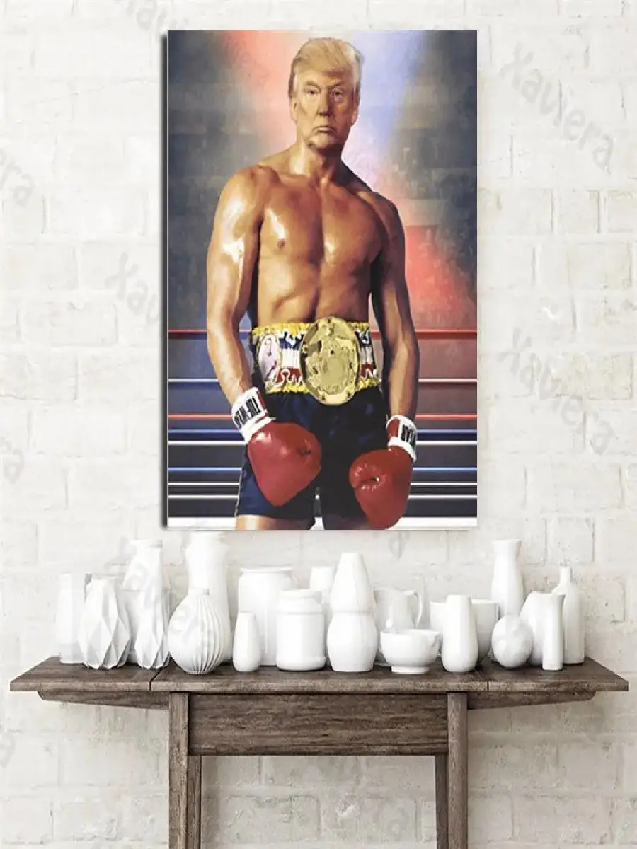 Donald Trump Boxer Art Poster  Creative American President Portrait Canvas Painting for Home Decor Living Room Wall Picture Loft