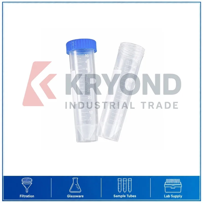 Plastic Centrifuge Tube Screw Cap Standable Flat Bottom 50mL Diameter 28mm Height 116mm Laboratory Sample Container Research Set