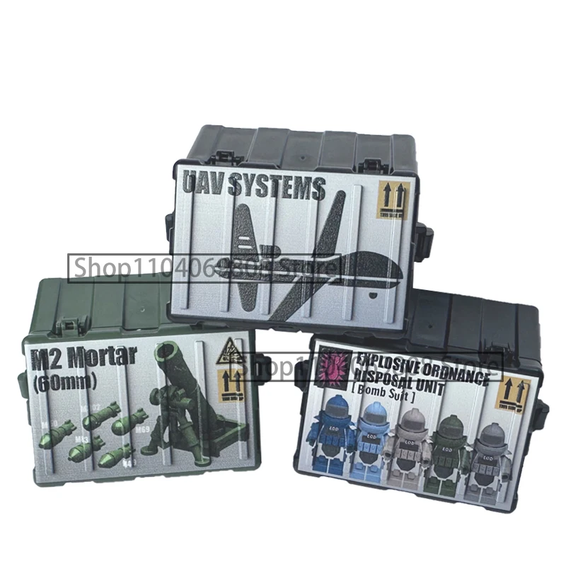 Military Building Blocks US Solider Figure M4 Gun Vest Special Force Waffen Accessories Printed Box Machine Dog Drone Bricks Toy