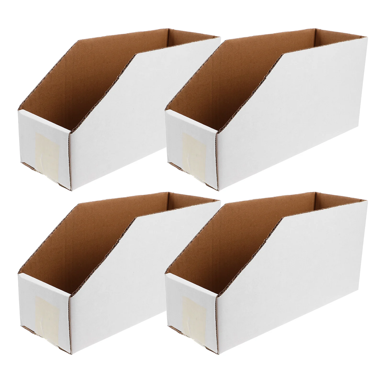 

4 Pcs Box Cardboard Bins White Display Inventory Organizer Office Storage Organizer Large Capacity Sturdy