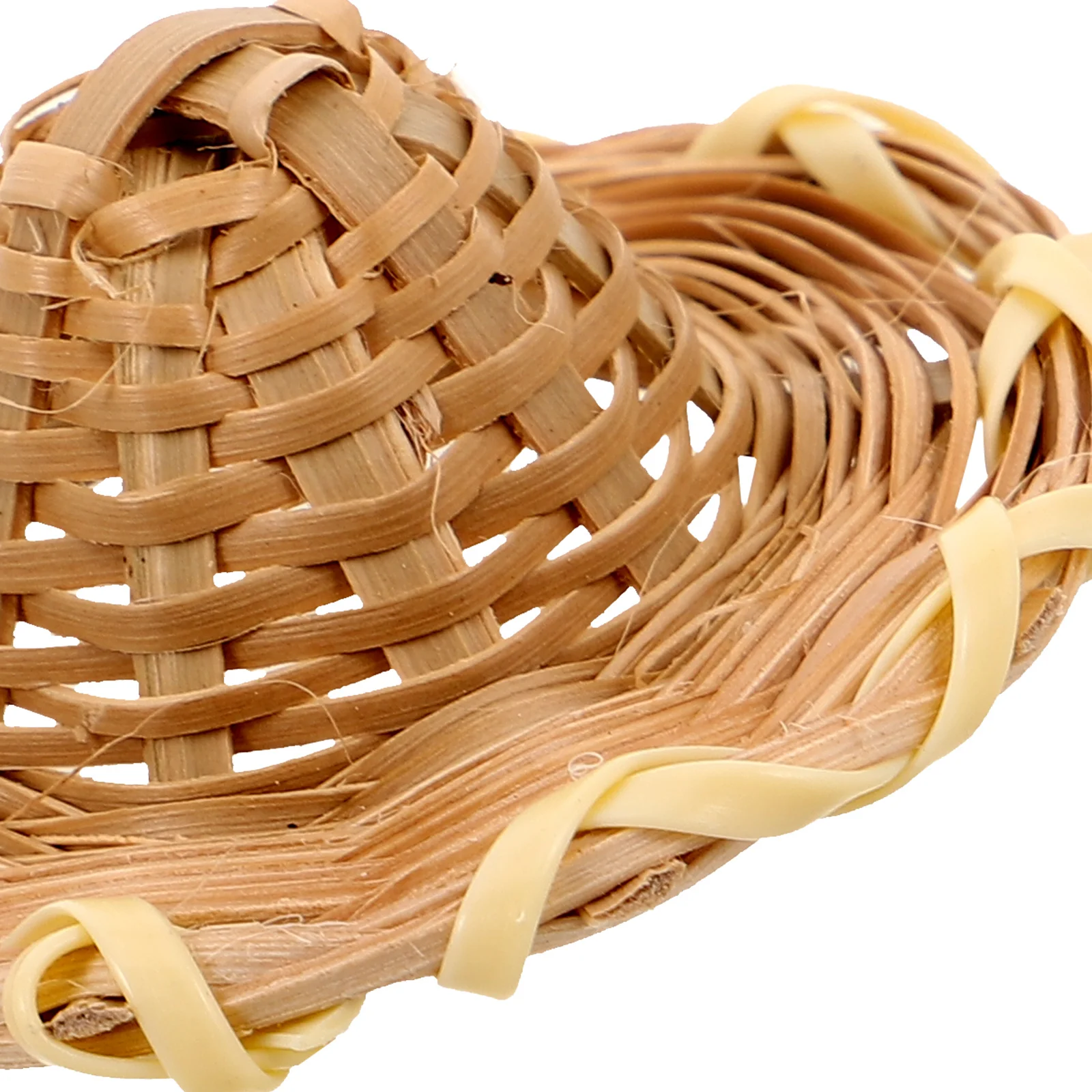 หมวกหวายจิ๋ว 5 ชิ้น สำหรับงานฝีมือ ของตกแต่งสไตล์ชนบท DIY หมวกฟางจิ๋วสำหรับบ้านตุ๊กตา ของตกแต่งขนาดเล็ก