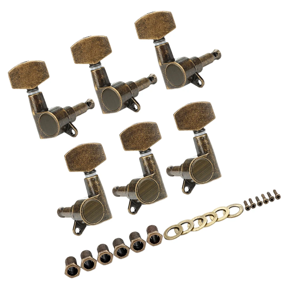 

6 Pcs Vintage Bronze Guitar Tuners 3L3R String Knobs Durable Alloy Retro Style Acoustic Electric Bass Banjo Pegs