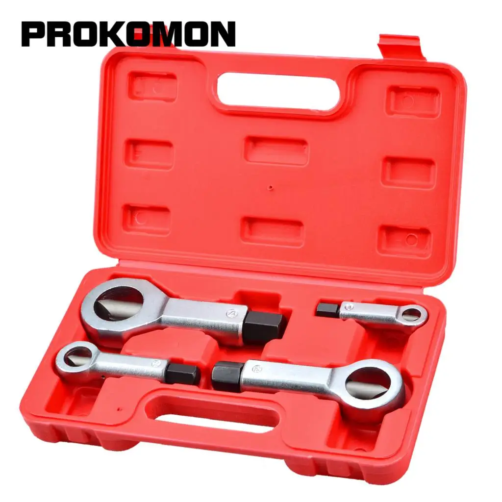 

4Pcs 9-27mm Nut Extractor Splitter Cracker Remover Tool Set Rust Nut Removal Puller Damaged Screw Repair Hand Tools