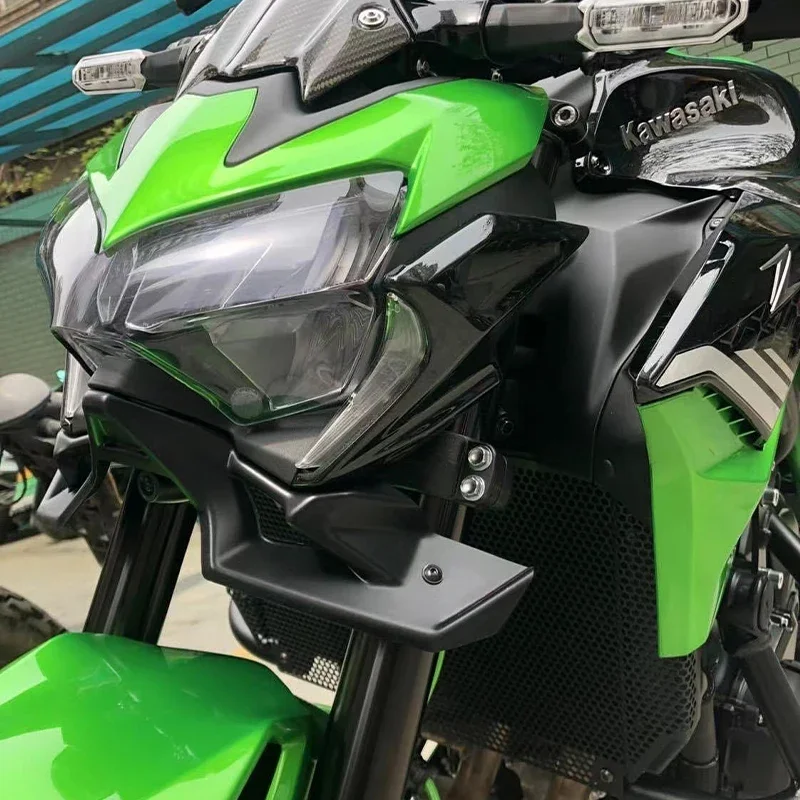 New For Kawasaki Z900 2020 2021 2022 Bright Black Motorcycle Z 900 Naked Front Spoiler Winglet Aerodynamic Wing Kit Spoiler