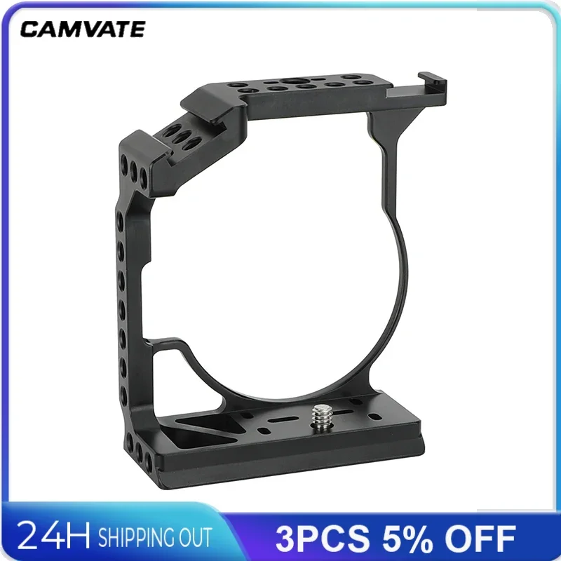 

CAMVATE Half Camera Cage for Canon EOS R7 with 2 Shoe Mounts & 1/4"-20 & 3/8"-16 Threads for Handle Mic Video Light Mounting DIY