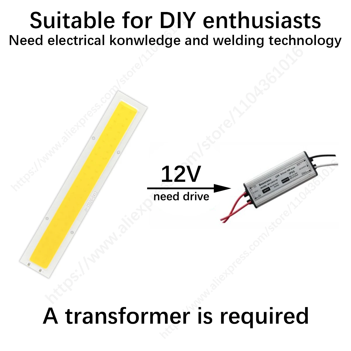 COB 전구 LED 칩, DC 12V COB 전구, 10W 모든 크기의 COB 모듈, DIY용 따뜻한 차가운 화이트 컬러 LED 램프