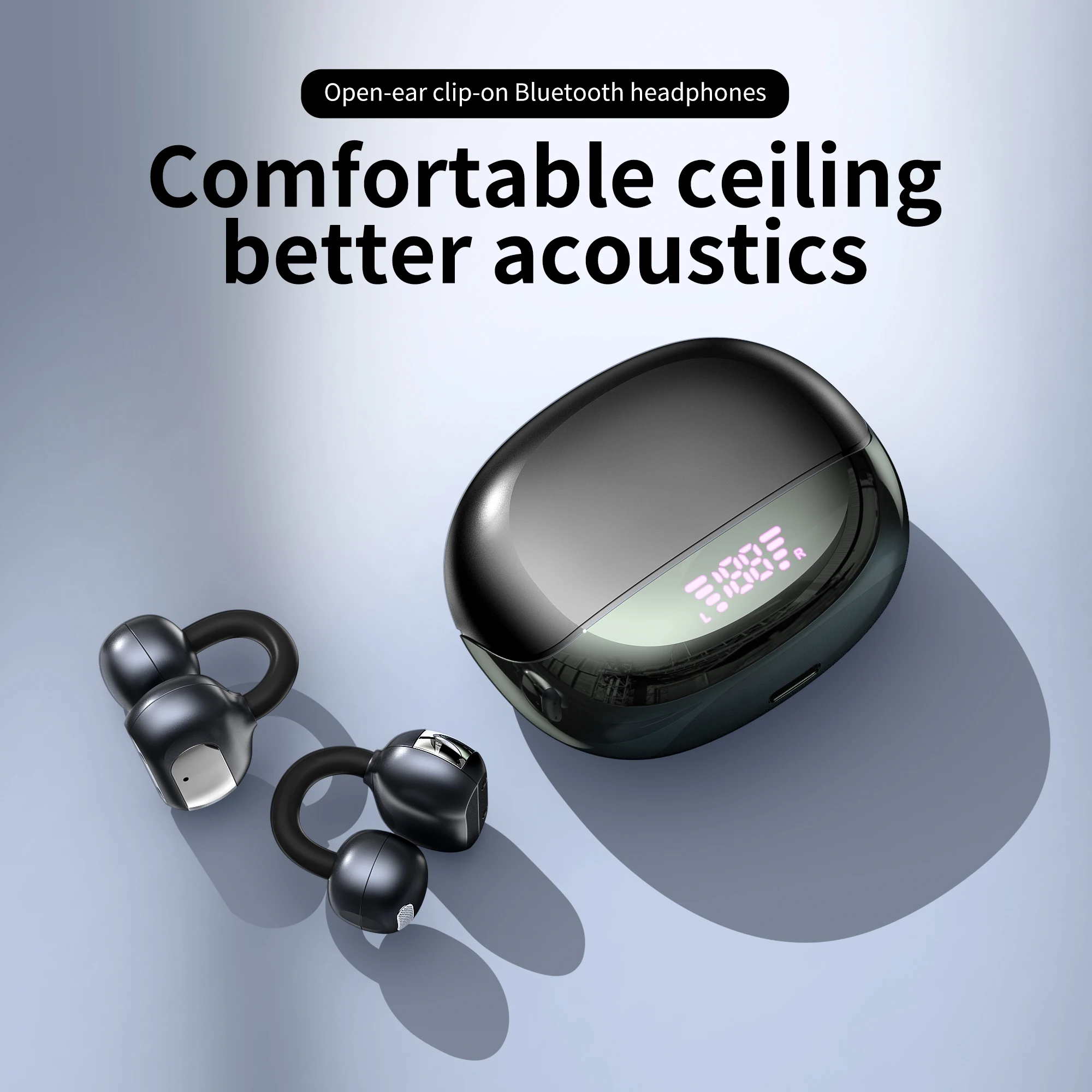 الأصلي الأذن كليب R9 سماعات بلوتوث شاشة ديجيتال سماعات ENC سماعات إلغاء الضوضاء سماعة رأس لاسلكية مع هيئة التصنيع العسكري