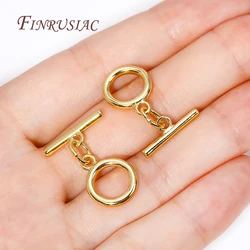 Brass Round OT Clasp For DIY Jewellery Crafts 18K Gold Plated End Beads Toggle Clasp For Bracelet Necklace Making Supplies