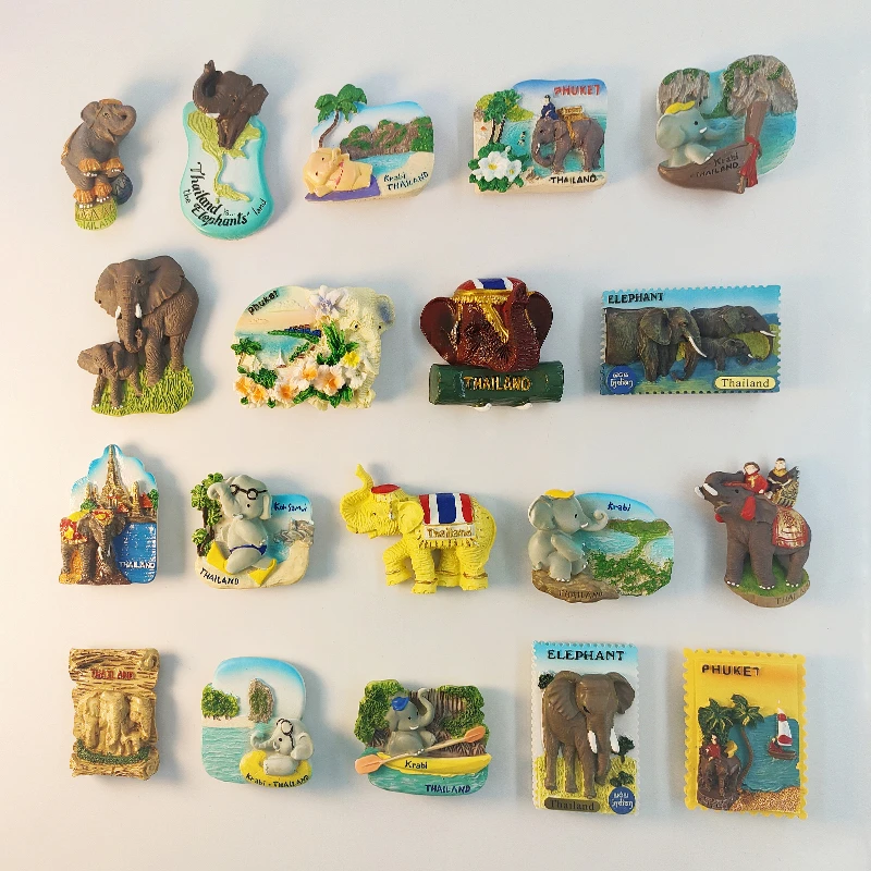 تايلاند، فوكيت، بانجكوك، الفيل، كرابي، مجسمة ثلاثية الأبعاد، هدايا تذكارية للسياحة، لوحة راتينج، ديكور منزلي، مغناطيس الثلاجة #3