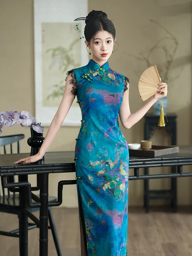 

New Chinese Style Retro National Improved Sleeveless Old Shanghai Cheongsam Summer High-End Temperament Dress