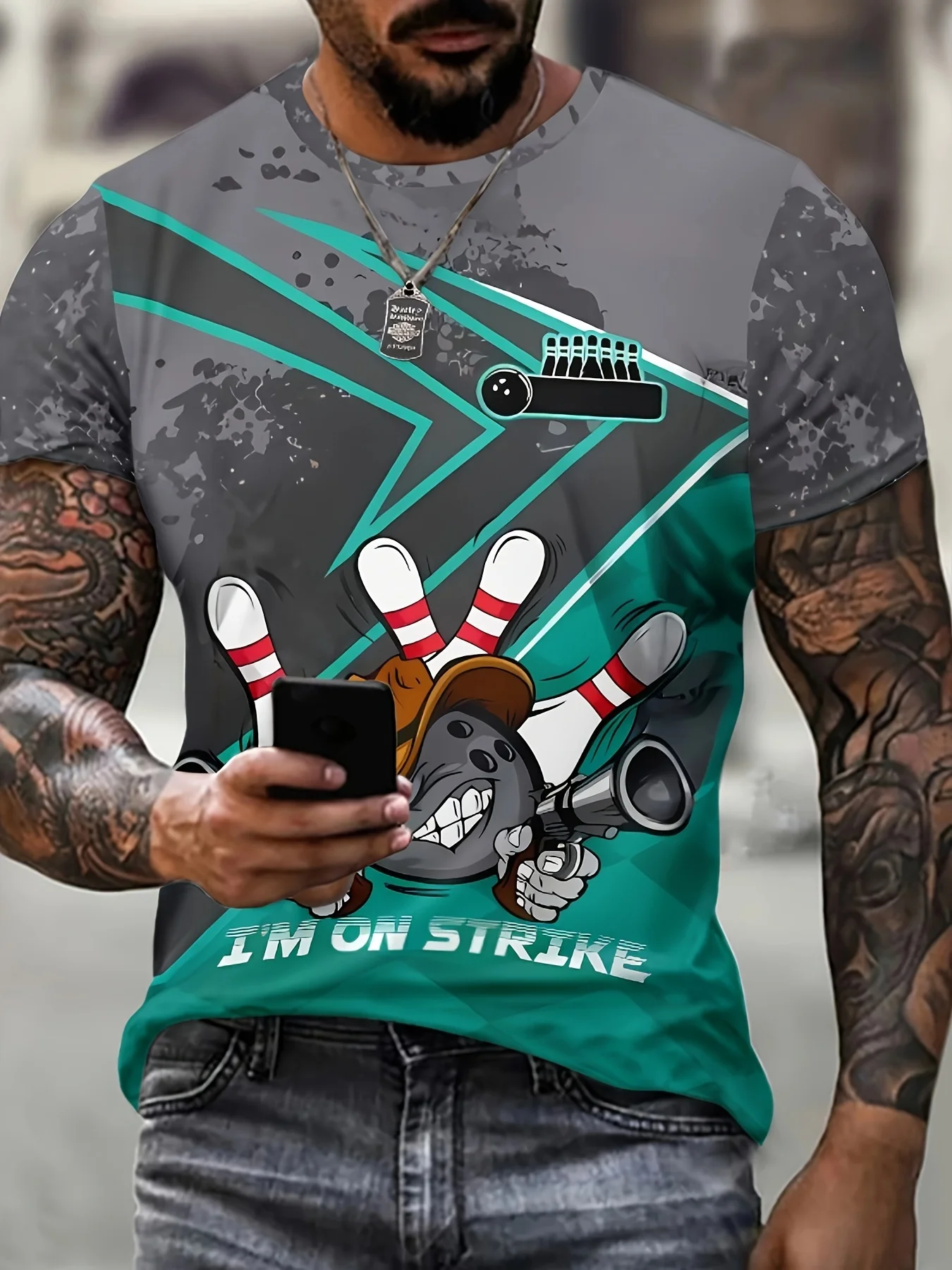 

2024 men's double gun bowling new dynamic sports short sleeve