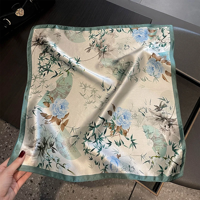 2026 Summer 100% Pure Silk Scarf 53Cm Square Bandelet Women's Mulberry Silk Small Scarf Shawl Wrap Neck Printed Scarves Bandana