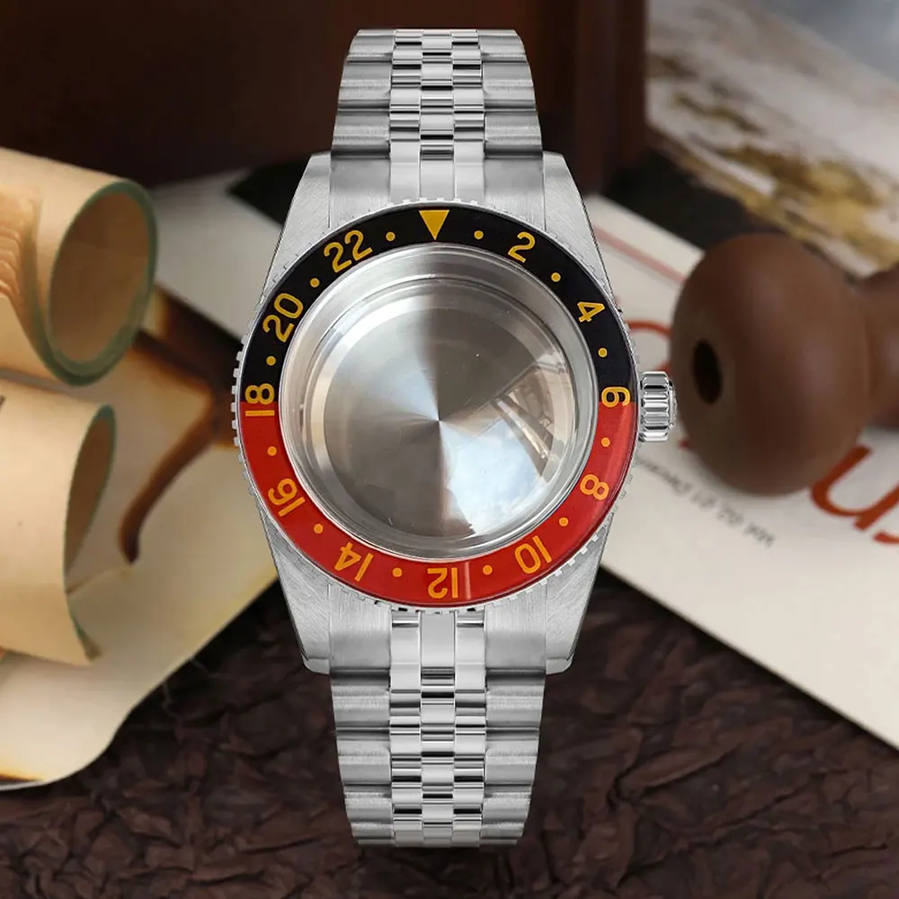 

38mm Stainless Steel Brushed Watch Case Fit NH34 NH35 NH36 Movement Sapphire Glass Ceramic Bezel For Seiko Mod Watch Parts