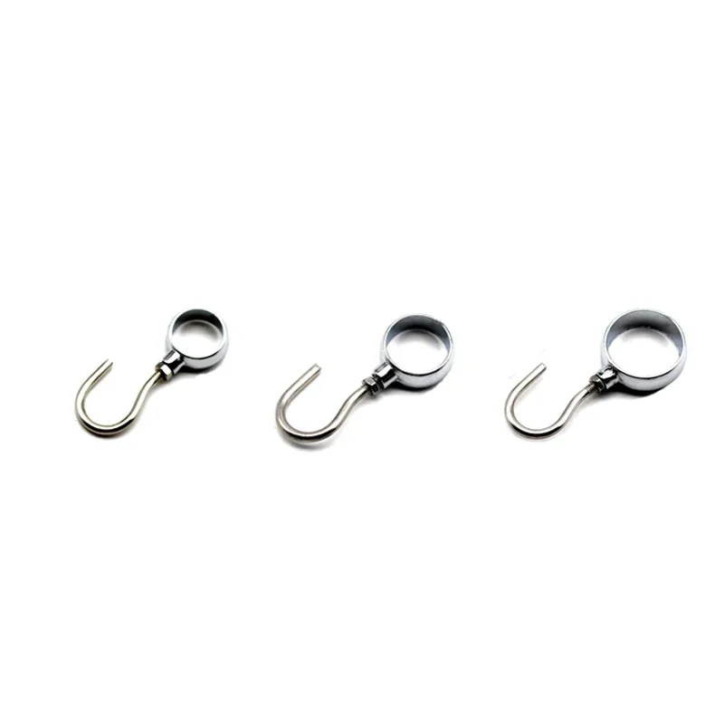 10pcs Adjustable Tube Rod Hooks Hard Metal Hanger 22mm/25mm/32mm Silver 360 Degree Removable Screw Hook Wardrobe Closet Kitchen