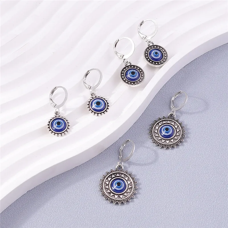 Aihua Antike Silber Farbe Evil Eye Ohrring Für Frauen Böhmen Türkische Glück Blau Auge Ohrringe Sets Schmuck Geschenke – Detail 4