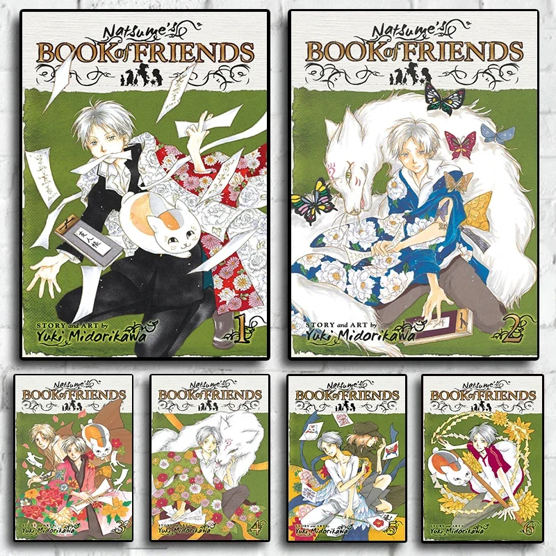 Pop Anime Natsume's Book of Friends Poster Aesthetics Natsume Yuujinchou Roku Cat Yokai Canvas Print Wall Art Kawaii Room Decor