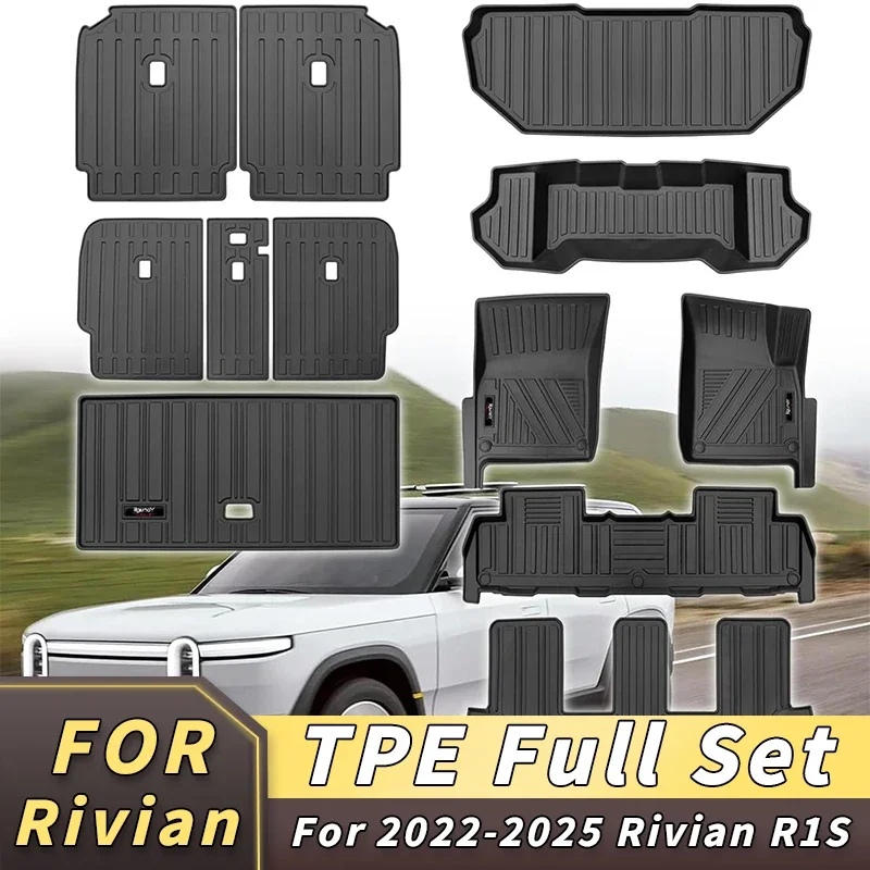 ل 2022-2025 ريفيان R1S R1T الحصير اكسسوارات العلوي السفلي الطبقة الجبهة فرش داخلي للسيارات والشاحنات بطانة البضائع جميع الأحوال الجوية TPE المطاط