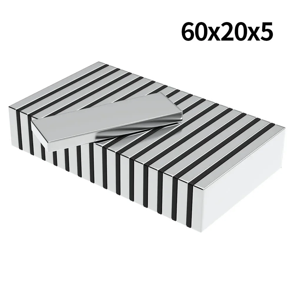 60x20x5mm N35 Super Strong Neodymium Magnet Blcok NdfeB Powerful Permanent Magnetic imanes Refrigerator Magnets 60*20*5mm
