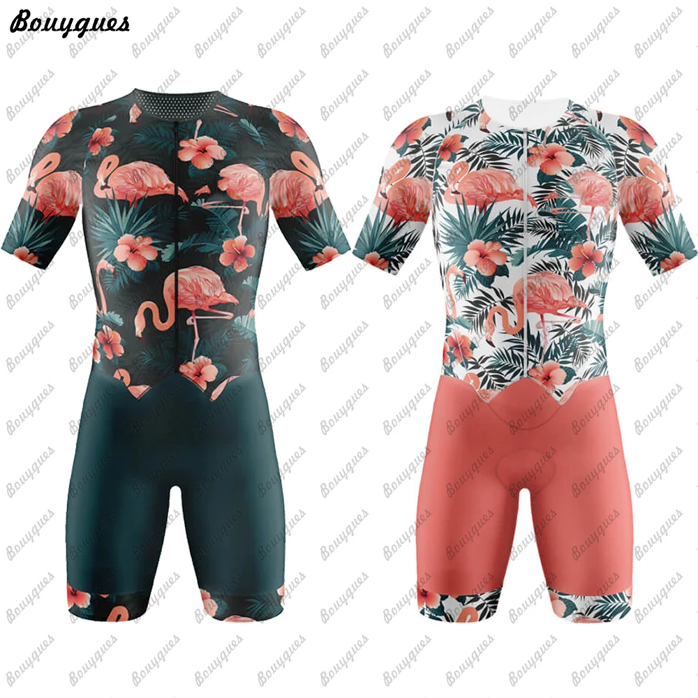 Flamingo Men And Women Professional  Clothes Short Sleeve Cycling Skinsuits Set Conjunto Feminino Ciclismo Jumpsuit Kit