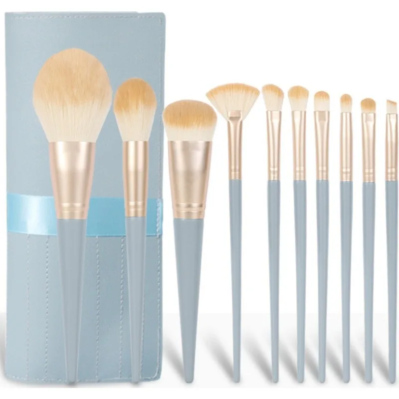 10PCS Blue Makeup Brush Soft Fluffy Eye Shadow Brush Loose Powder Foundation Make-up Brush Set New Cosmetic Beauty Makeup Tools