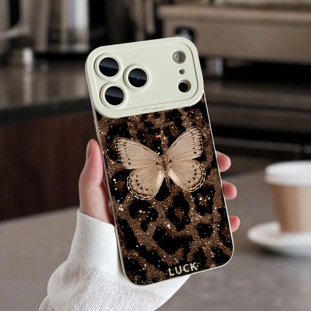 Silicone Phone Cases For Samsung Galaxy S21 Plus S26 S25 S24 Note 20 Ultra A56 A36 A16 A55 Luxury Butterfly Leopard Print Cover