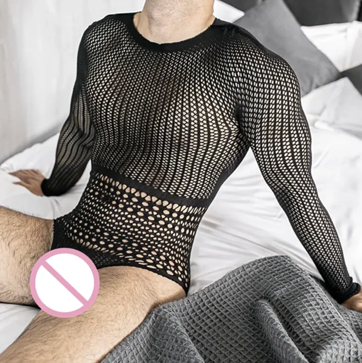

Hot Male Outfit Men's Bodysuit Fishnet Bodystockings Guy Jumpsuit Sissy Open Crotch Erotic Lingerie Erotic Porno Club Nightwear