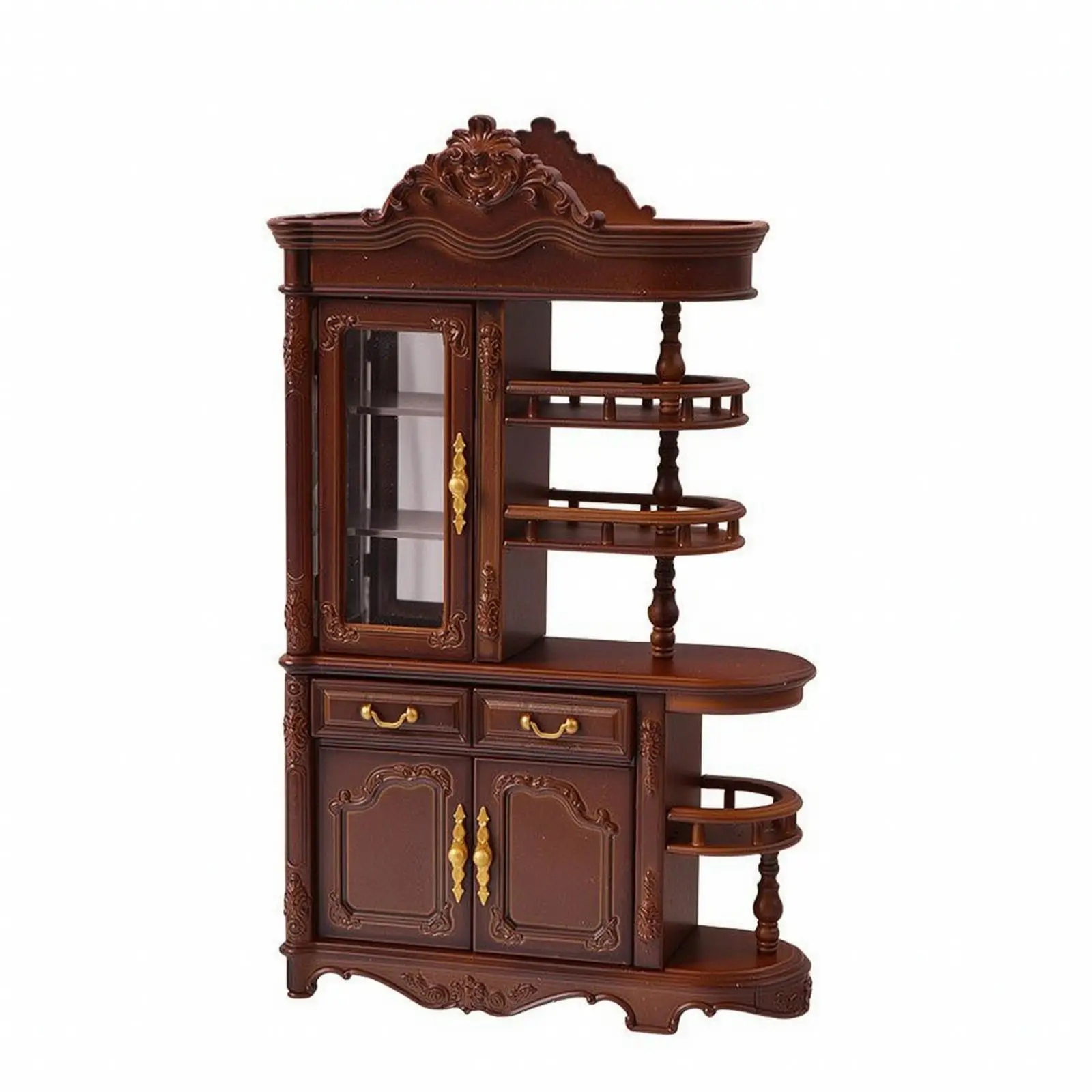 Tiny Display Cabinet Dollhouse Miniature Furniture with Opening Doors and Drawers for Collectible Toy Scenes Tiny Display Cabinet Dollhouse Miniature Furniture with Opening Doors and Drawers for Collectible Toy Scenes