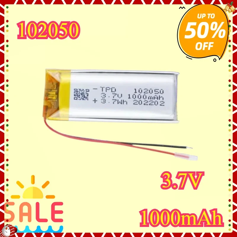

5PCS 3.7V 102050 Lipo Cells 1000mah Lithium Polymer Rechargeable Battery for MP3 GPS Recording Pen LED Light Free Charging Cable