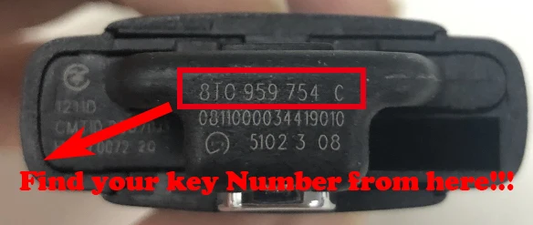 Für Audi A4 S4 RS4 A5 S5 RS5 Q5 A7 A8 315MHz 433MHz Fernbedienung Autoschlüssel 868MHz 8T0959754C 8K0959754G 8T0959754J 8T0959754D – Detail 1