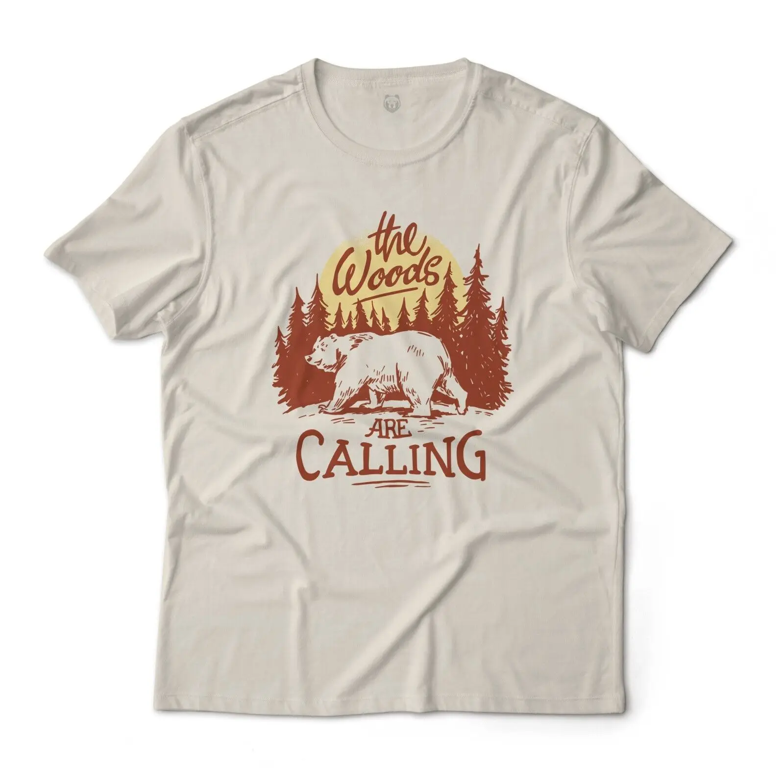 The Woods Are Calling Bear Nature Graphic T-Shirt Lightweight Cotton Tee Unisex