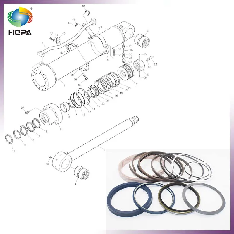 

K9002067 ARM CYLINDER SEAL KIT FOR DOOSAN EXCAVATOR DX420LC DX420LCA ARM CYLINDER-LOCK VALVE